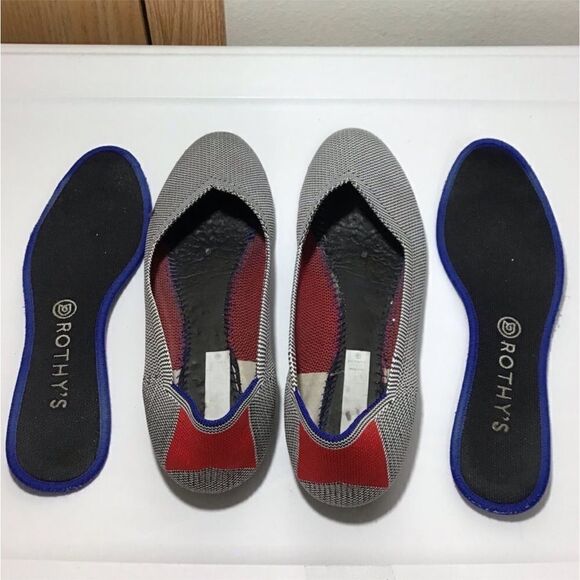 Rothy’s Retired Round Toe Bird-Eye Cherry Ribbon Heel Flats Size 9.5 - Picture 7 of 11